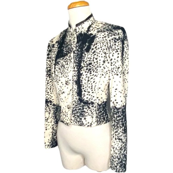 Alberto Makali Moto Jacket with Leather Collar Animal Print Vintage Womens 2 - Picture 7 of 11
